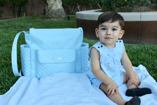 Ines blue eco- leather diaper bag from Luli Bebé.