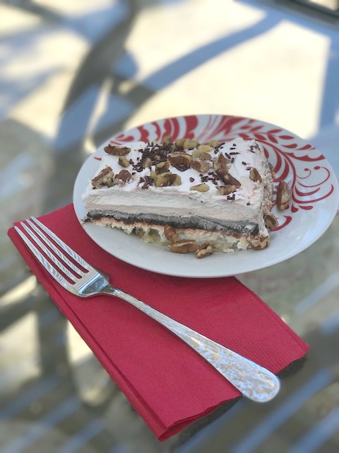 I absolutely had to share my Grandma’s signature chocolate dessert. It’s always a crowd pleaser, and most importantly, incredibly easy to make. Like, ridiculously easy.