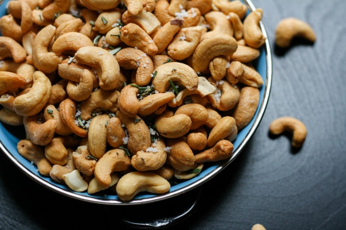 A bowl filled with cashews