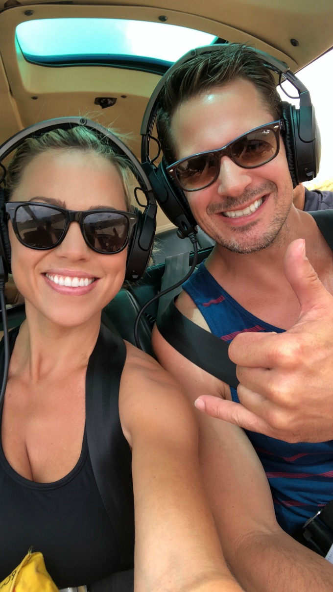 Jessica and Kyle in a helicopter