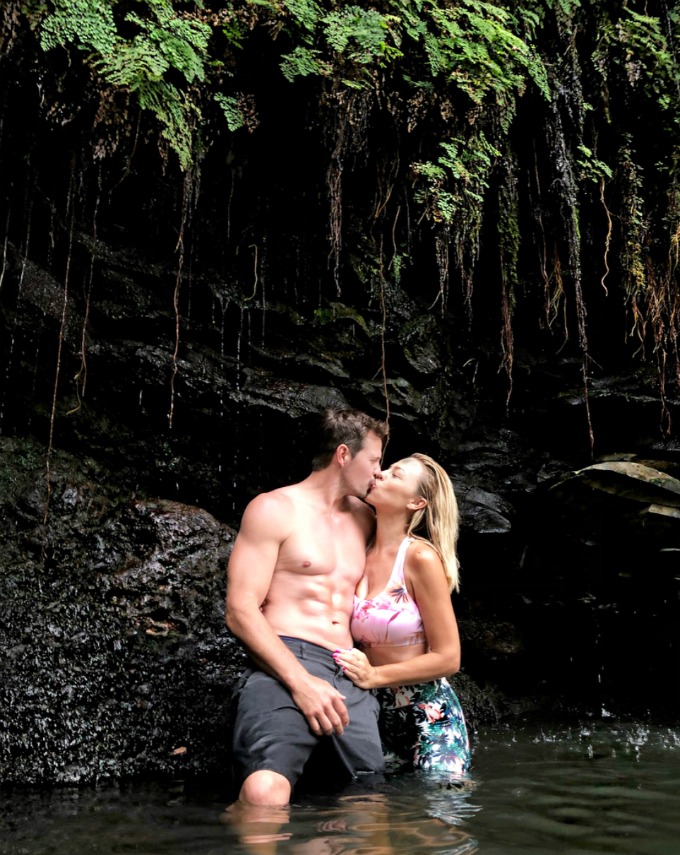 Jessica and Kyle at a waterfall