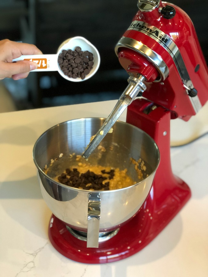 Mixing Chocolate Chip Banana Oat Bread