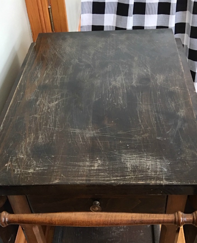 scratched tea cart 