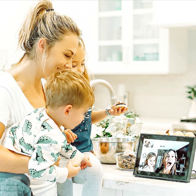 Mom and kids using Portal from Facebook