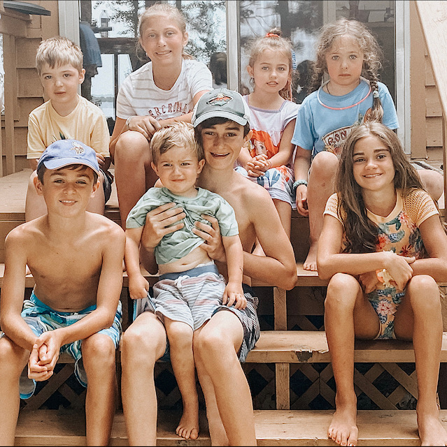 kids on the back porch