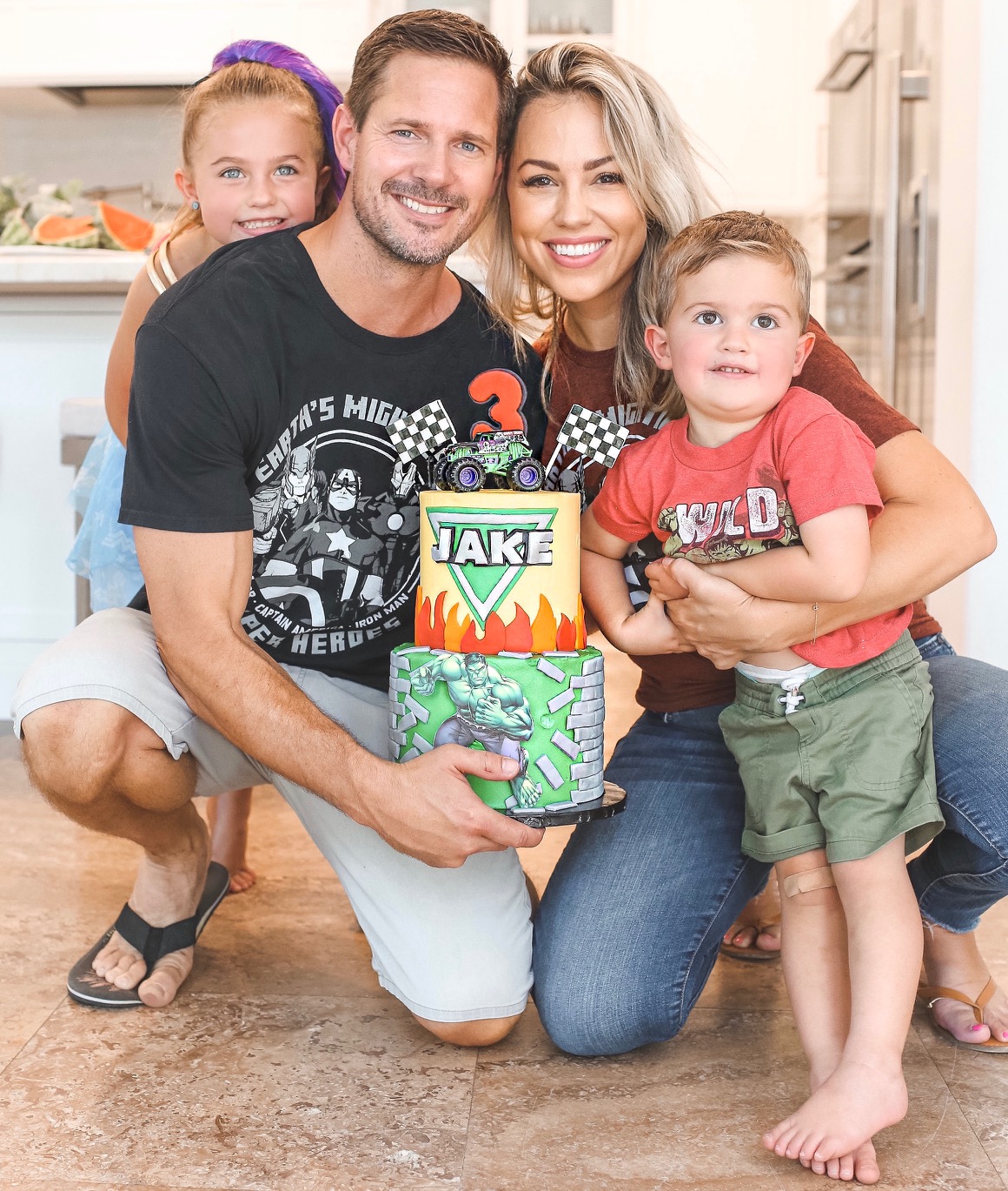 Jessica Hall and Kyle Carlson with daughter, Sophie, and son, Jake who turned three