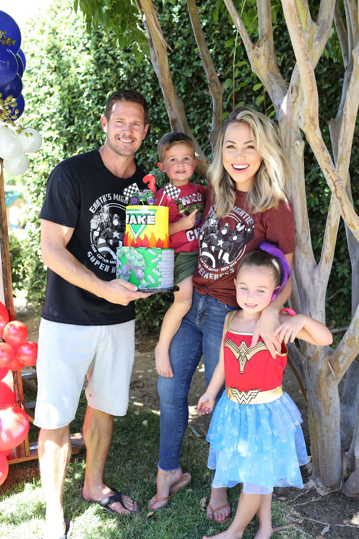 Jessica Hall and family for son's third birthday party