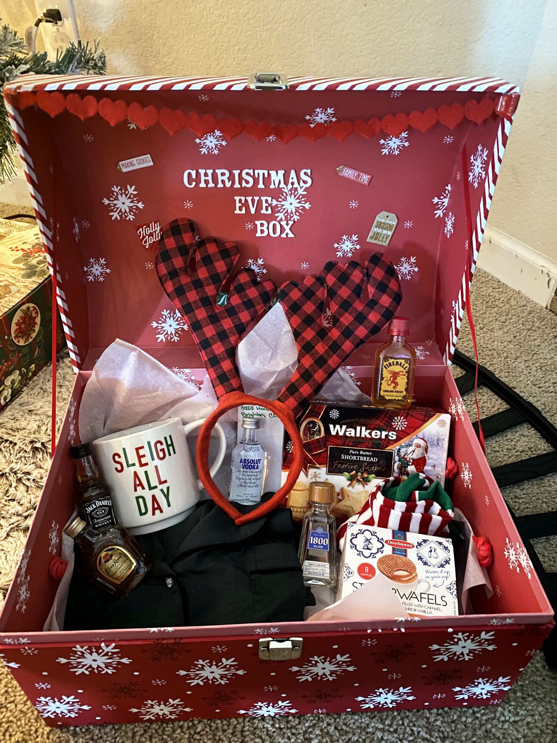 box of gifts for christmas eve