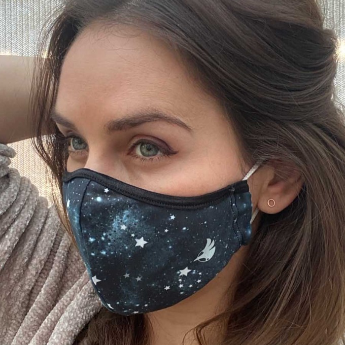 woman wearing face mask with stars