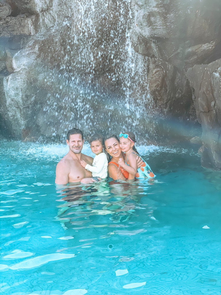 Jessica Hall and family in the pool at the Four Seasons Maui
