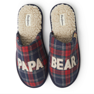 Dearfoams Papa Bear Plaid Slippers