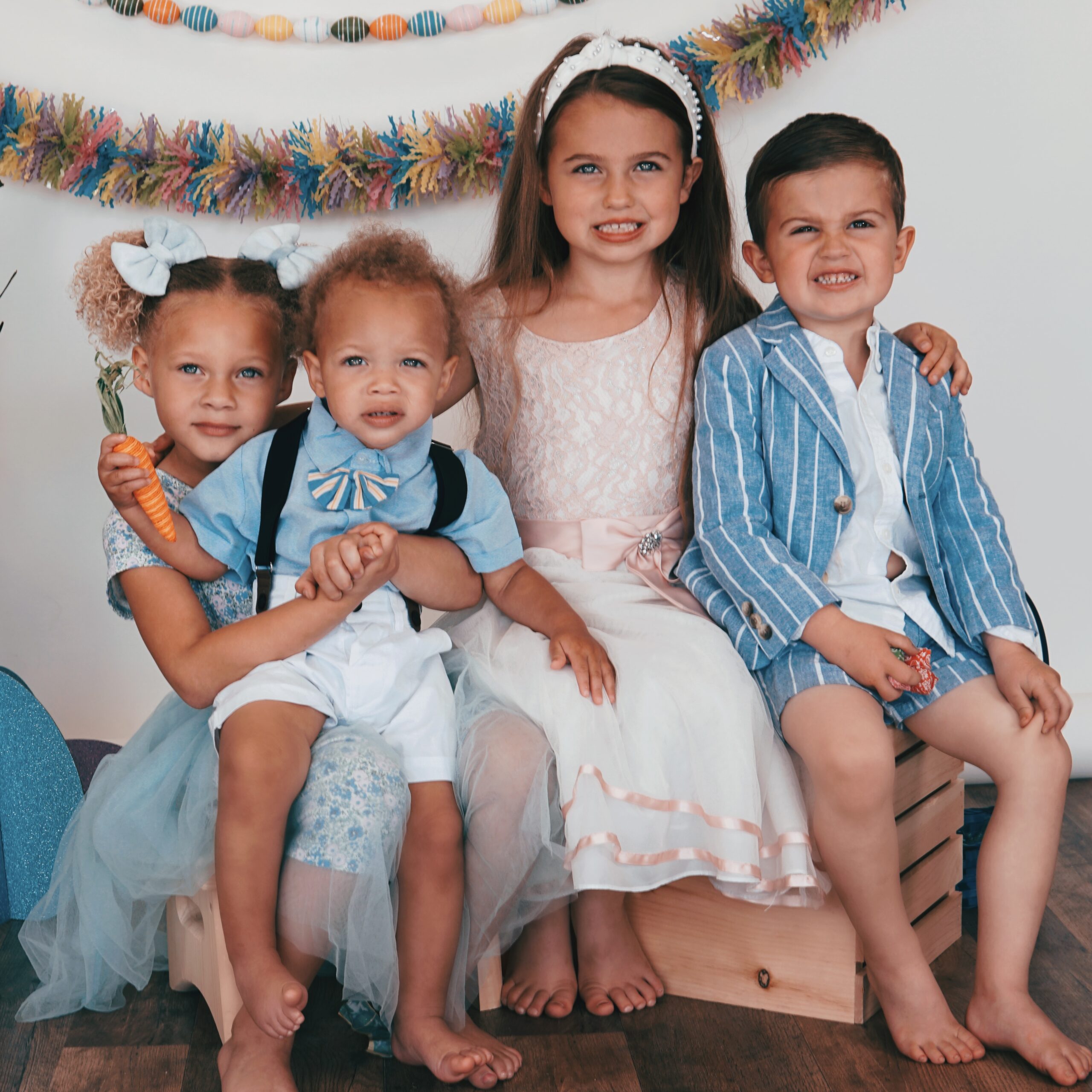 Kids dressed up for Easter.