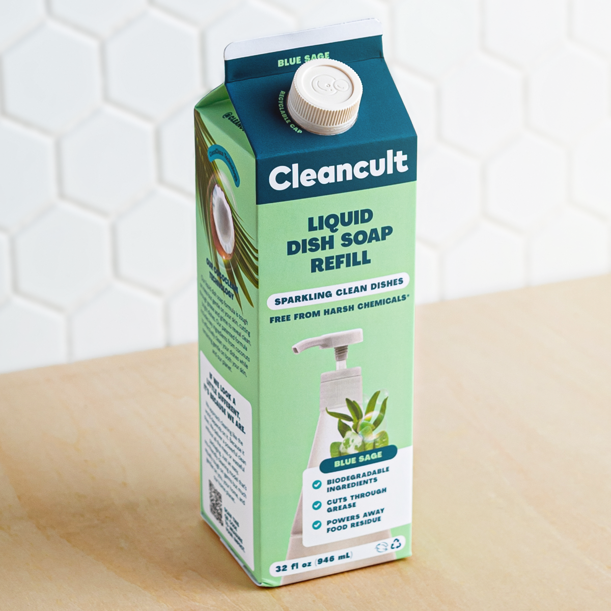 Cleancult Liquid Dish Soap in plastic-free packaging.
