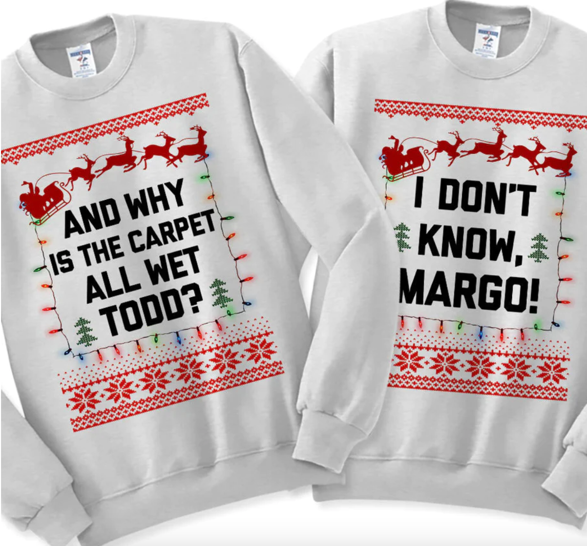 Todd And Margo Christmas Vacation - Matching Couples Ugly Christmas Sweater 