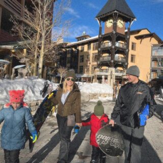 Jessica Hall and family getting ready to hit the ski slopes.