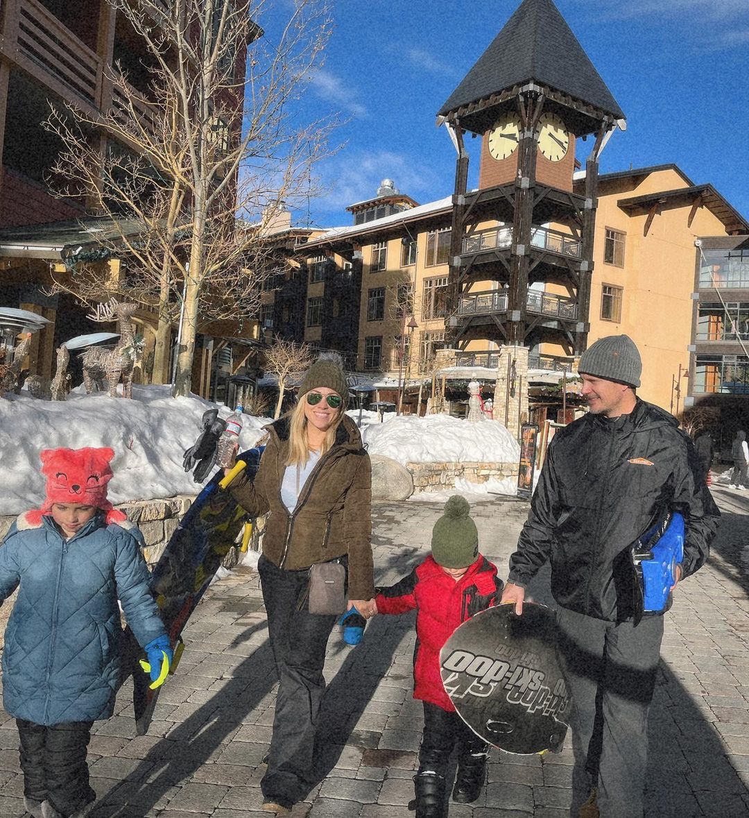 Jessica Hall and family getting ready to hit the ski slopes.